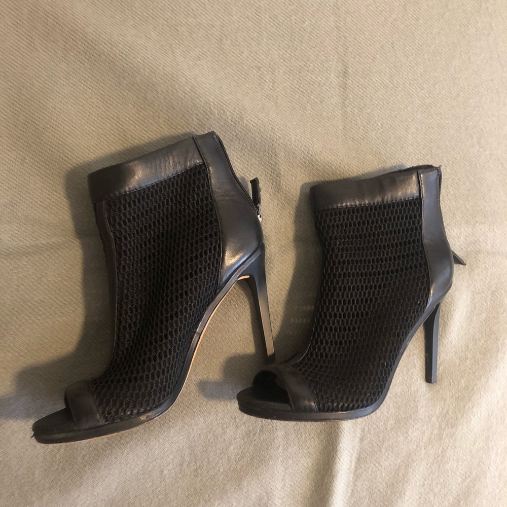 BCBG Max Azria black open toe bootie